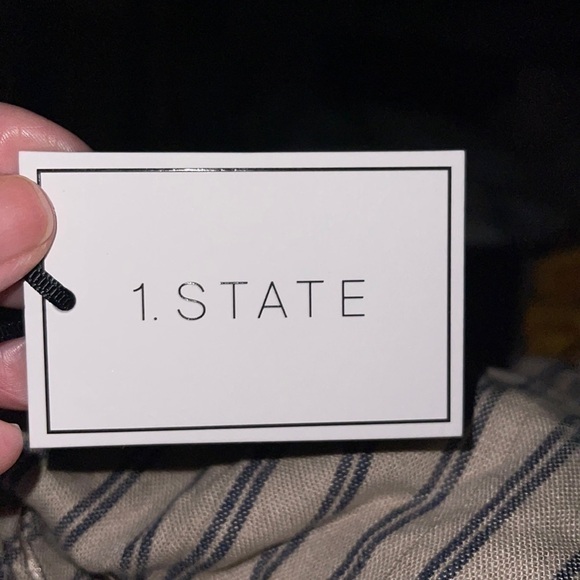 NWT 1.State Striped Linen Peplum Sleeveless Square Neck Crop Top - Picture 6 of 6